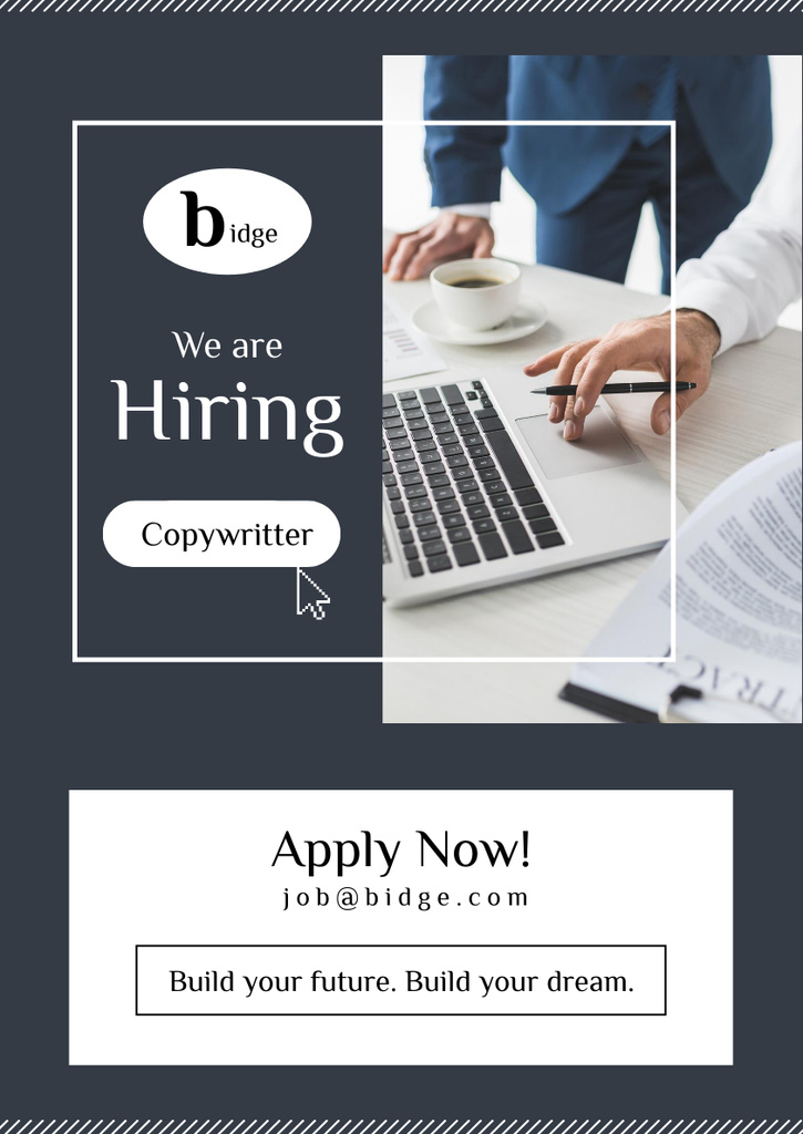 Vacancy Ad with Person Using Laptop Poster A3 Design Template