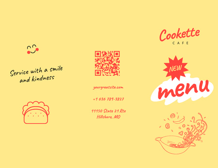 Food Menu Announcement on Yellow Menu 11x8.5in Tri-Fold – шаблон для дизайна
