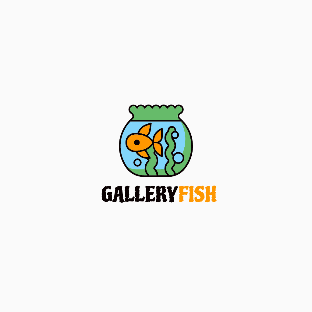 Goldfish in Aquarium Logo Design Template