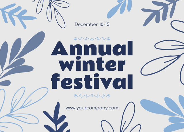 Annual Winter Festival Promotion With Illustration Postcard 5x7in Πρότυπο σχεδίασης