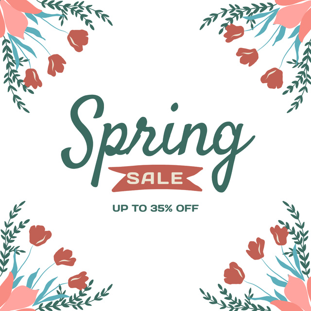Spring Sale Offer on Floral Instagram Tasarım Şablonu