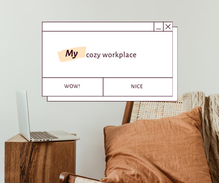 Cozy Workplace with Vase of Dried Flowers Facebook Design Template