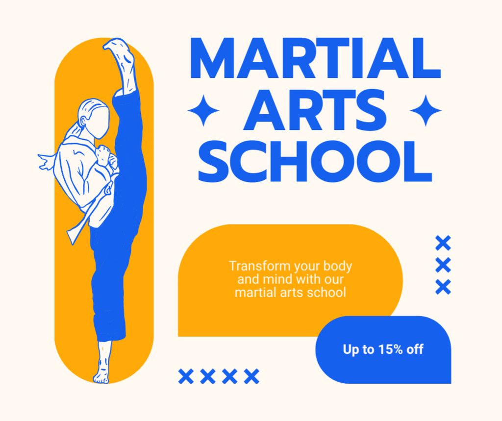 Platilla de diseño Discount on Classes in Martial Arts School Facebook