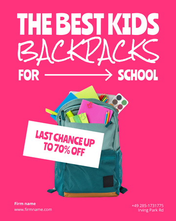 Backpacks for School Poster 16x20in – шаблон для дизайну