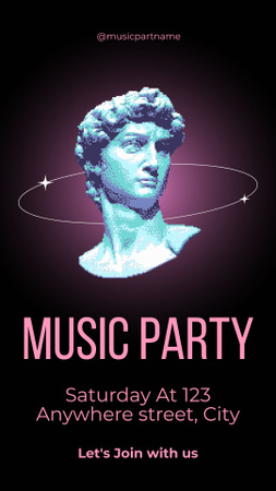 Music Party Announcement with Antique Bust Instagram Story Design Template