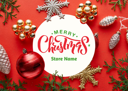 Platilla de diseño Christmas Cheers with Bright Tree Decorations Postcard