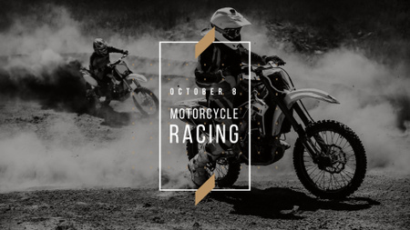 Motorcycle Racing Announcement with Biker FB event cover Design Template