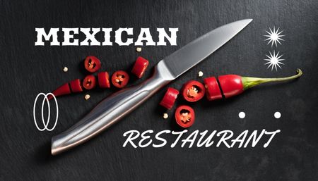 Mexican Restaurant Ad with Red Pepper Business Card US Modelo de Design