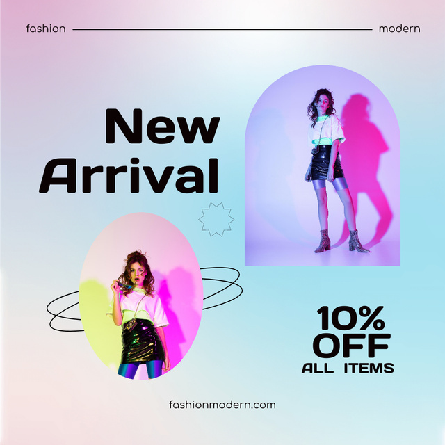 New Arrival of Clothing for Women with Offer of Discount Instagram Design Template