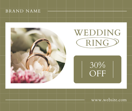 Jewellery Offer with Golden Rings on Rose Petals Facebook Design Template