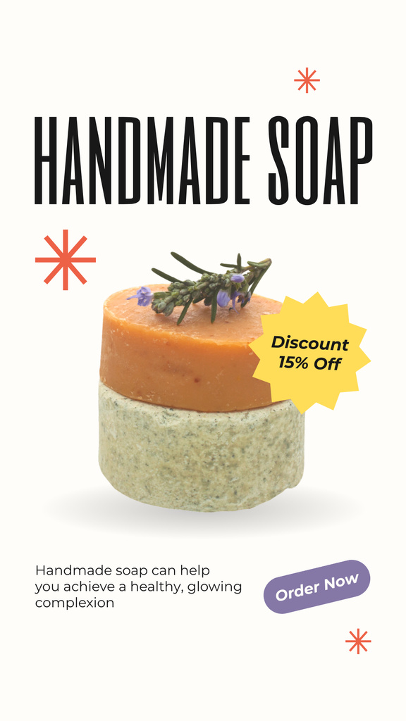 Designvorlage Offering Handmade Soaps for Complete Body Care für Instagram Story