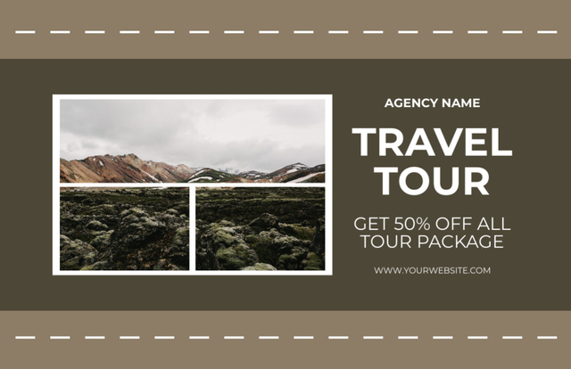 Travel Tours to Mountains Thank You Card 5.5x8.5in Design Template
