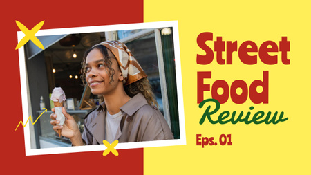 Review on Street Food Youtube Thumbnail tervezősablon