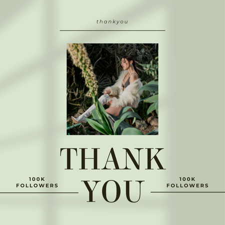 Thank You Message to a Followers on Green Instagram Design Template