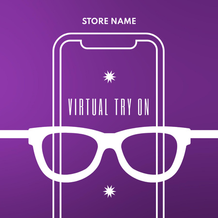 New Mobile App with Glasses on Purple Animated Post Design Template