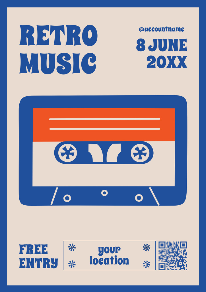 Plantilla de diseño de Event with Retro Music Poster 
