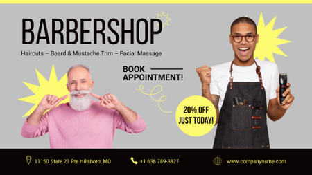Platilla de diseño Age-Friendly Barbershop Services With Discount Full HD video