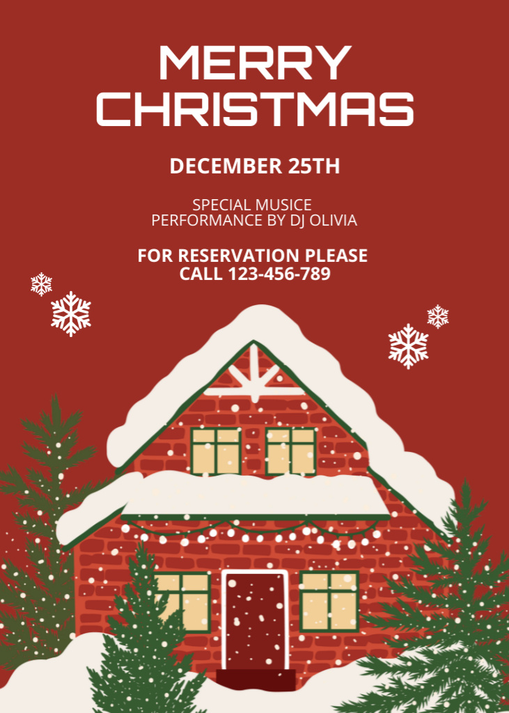 Platilla de diseño Christmas Party with Cozy Decorated Red Home Invitation