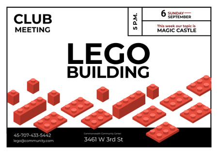 Lego building club meeting Poster B2 Horizontal Design Template