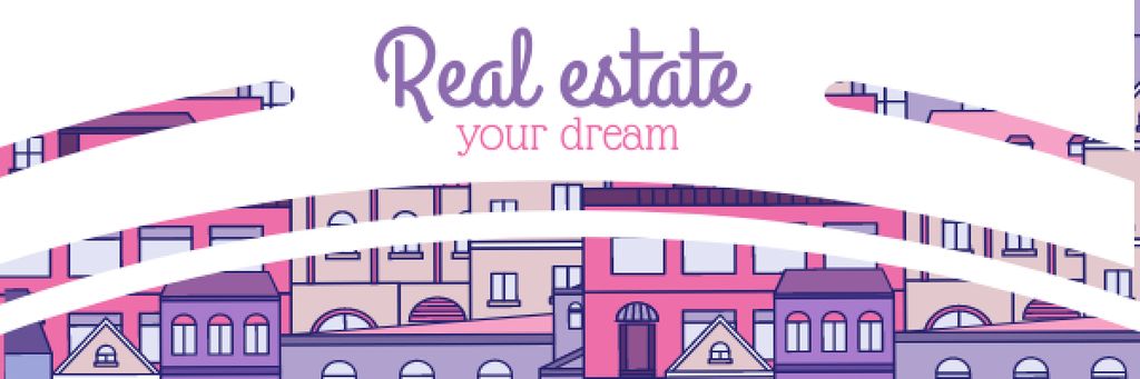 Real Estate Ad with Modern Buildings Email headerデザインテンプレート