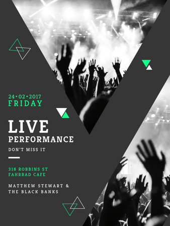 Modèle de visuel Live Performance announcement Crowd at Concert - Poster US
