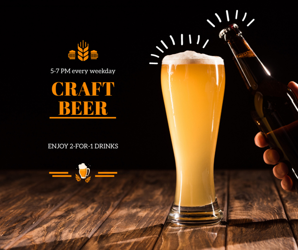 Plantilla de diseño de Special Offer on Delicious Craft Beer Facebook 