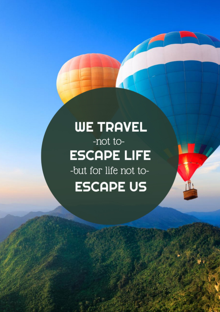 Szablon projektu Travel inspiration with Hot Air Balloons in Mountains Flyer A7