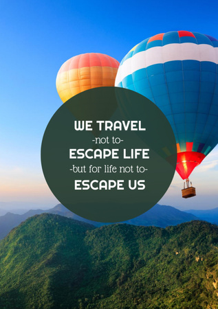 Travel inspiration with Hot Air Balloons in Mountains Flyer A7 Design Template