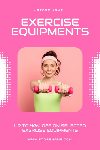 Sports Equipment Sale Ad Layout with Photo on Pink Pinterest Modelo de Design