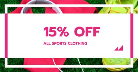 Sports Clothing Offer with Shoes and Headphones Facebook AD Modelo de Design