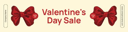 Valentine's Day Sale Announcement with Red Bows Twitter Design Template