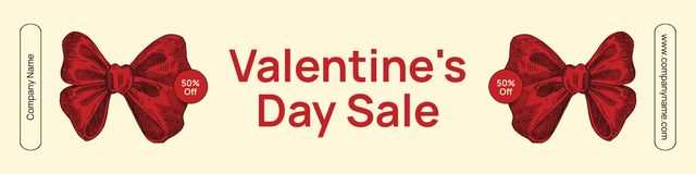 Valentine's Day Sale Announcement with Red Bows Twitter tervezősablon