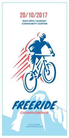 Freeride Championship Announcement Cyclist in Mountains Graphic Šablona návrhu
