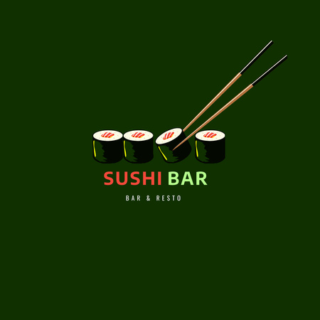Emblem of Sushi Bar Logo 1080x1080px Πρότυπο σχεδίασης