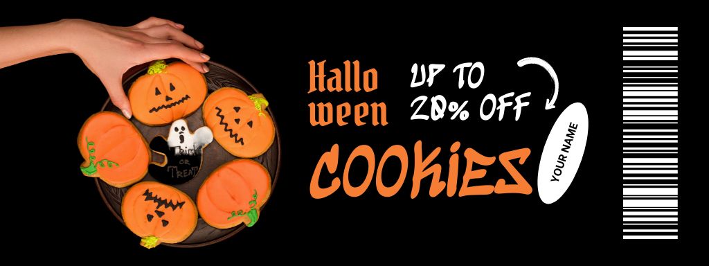 Halloween Cookies Ad with Offer of Discount Coupon Tasarım Şablonu
