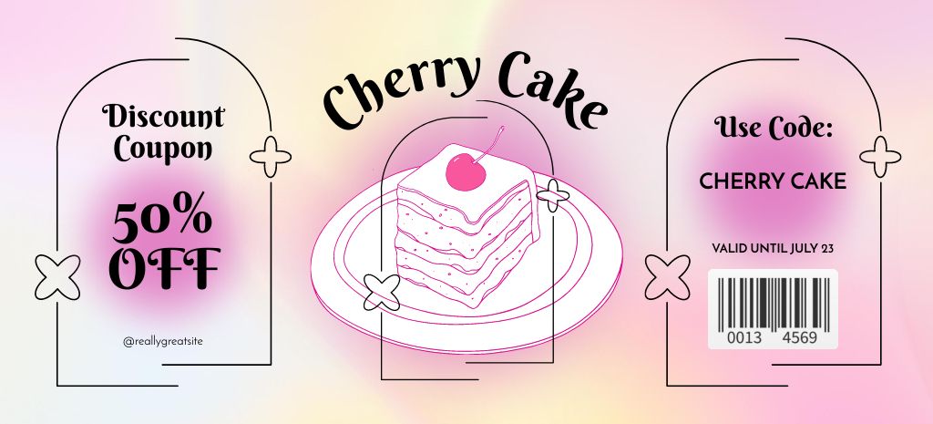 Special Discount Offer on Cherry Cake Coupon 3.75x8.25inデザインテンプレート