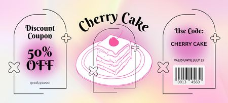 Special Discount Offer on Cherry Cake Coupon 3.75x8.25in Design Template