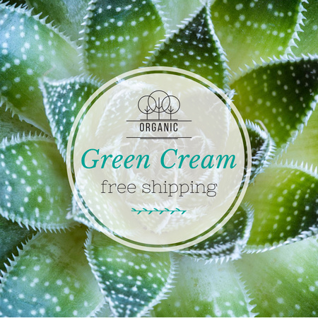 Organic Cream ad on green plant Instagram AD Modelo de Design