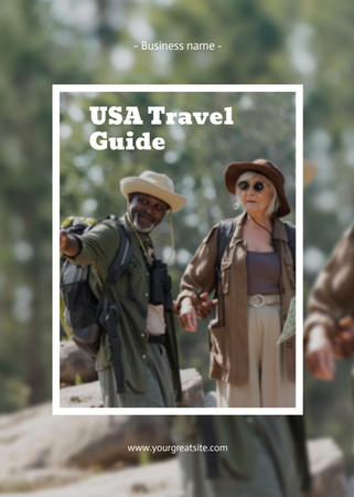 USA Travel Guide Ad With Forest View Postcard 5x7in Vertical Design Template