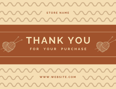 Thank You Phrase with Skeins of Thread for Knitting Thank You Card 5.5x4in Horizontal Design Template