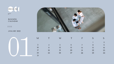 Businesspeople and Urban Buildings Calendar Πρότυπο σχεδίασης