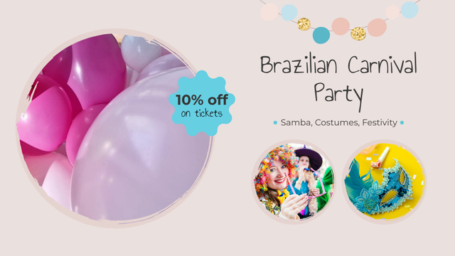 Brazilian Carnival Party With Costumes And Balloons Full HD video Design Template