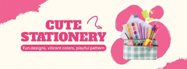 Offer of Cute Stationery Supplies Facebook cover Design Template