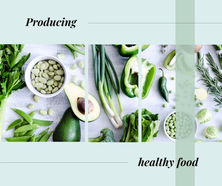 Green healthy food on table Facebook Design Template