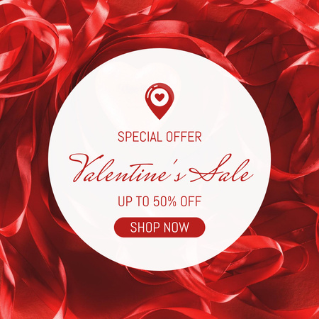 Valentine's Day Special Sale Announcement on Red Instagram AD Design Template