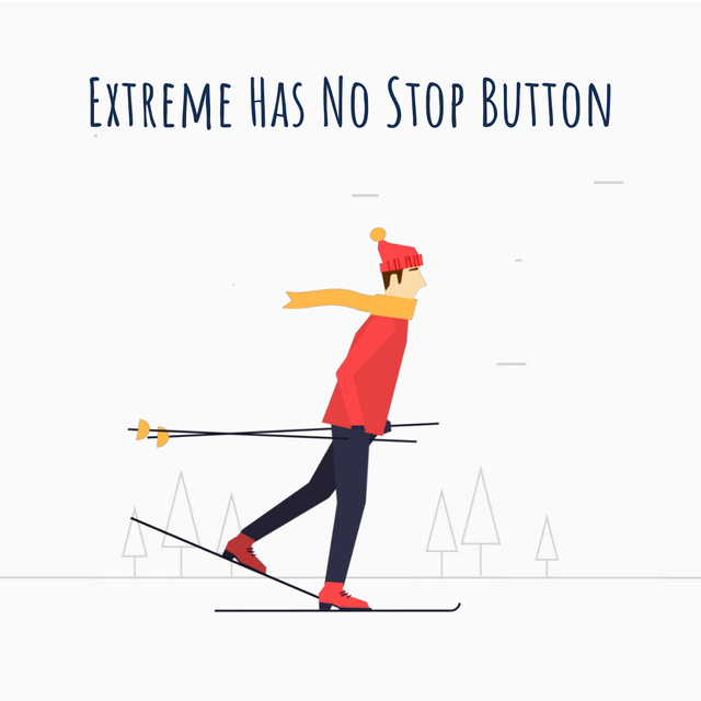 Skier on a snowy slope Animated Post Design Template