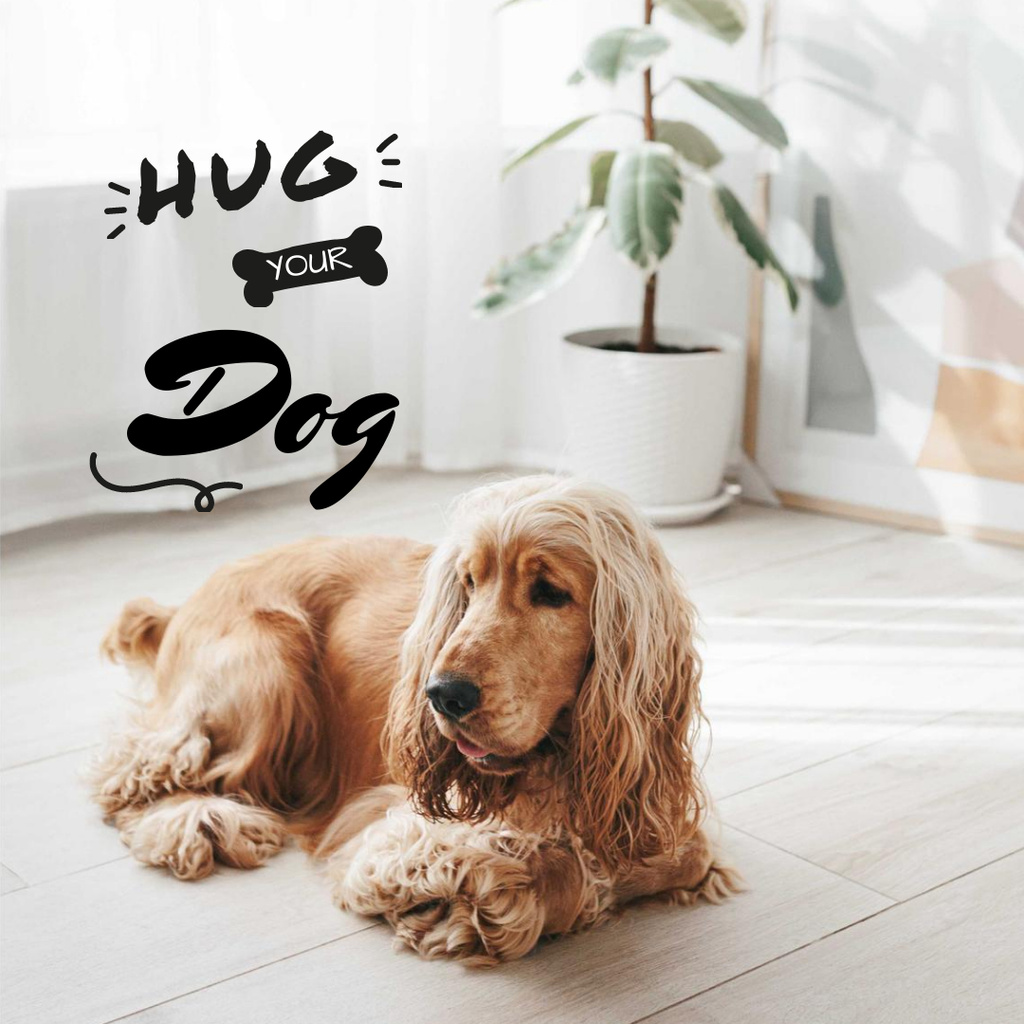 Designvorlage Cute Dog at Home für Instagram