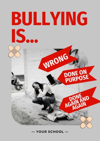 Standing Up Against Bullying With Explanation Poster Design Template