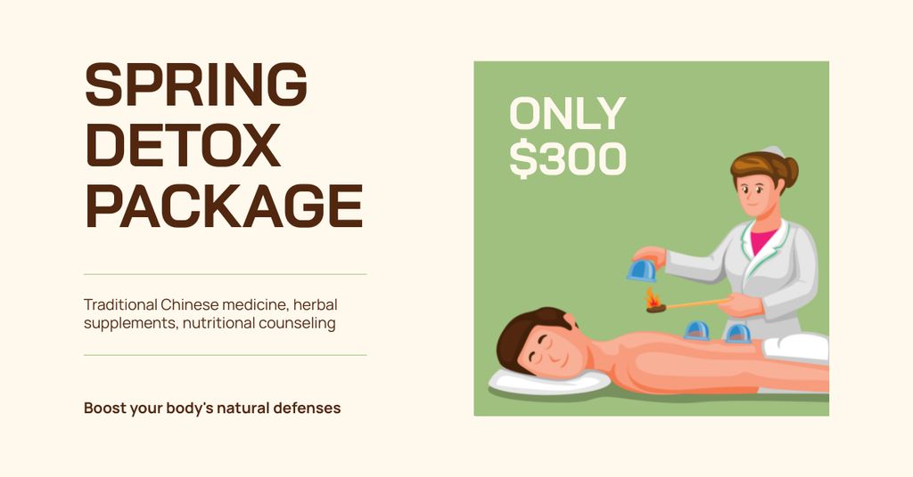 Designvorlage Traditional Chinese Medicine With Spring Detox Package für Facebook AD