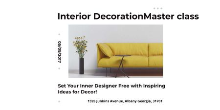 Interior decoration masterclass with Sofa in yellow Image Design Template